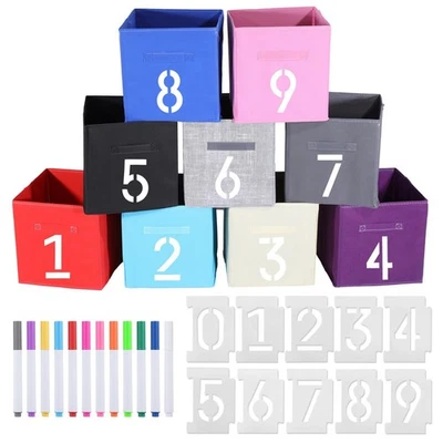 9 PCS 11x11 Cube Storage Bins - 11 Inches Number Cubby Storage Bins with Hand... - Image 1 of 4