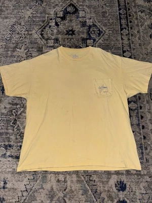 Guy Harvey Graphic T Shirt Mens XL Yellow Marlin Sportsfishin Print Aftco Pocket - Image 1 of 4