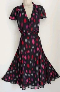 💜 PER UNA TALLA 16 Hermoso Vestido Estampado Negro Damas. - Imagen 1 de 8