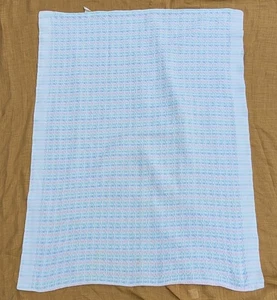 Vintage Beacon Pastell Streifen Plaid gewebte Baumwolle Babydecke WPL 1675 USA Unisex  - Bild 1 von 6