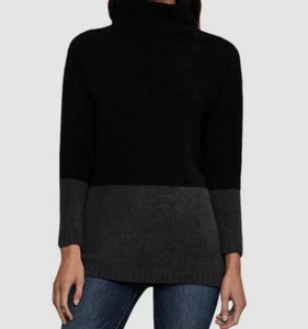 $199 Bcbgmaxazria Women's Black Colorblocked Turtleneck Pullover Sweater Size L - Picture 1 of 1