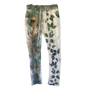 La Strada Wmn Sz S 10 Alina Ankle Pants Tropical Print Pockets Drawstring White - Picture 1 of 14