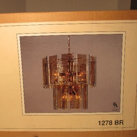 Chandelier Polished Brass Finish Champagne 2-Way Mirror-Glass 8 Candelabra Bases Cover