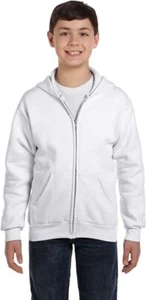 Hanes Comfortblend EcoSmart Full-Zip Kids' Hoodie Sweatshirt White Small 6-8 - Picture 1 of 6