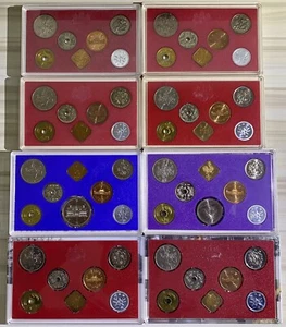 Japan 1988-1995 1st round Square Brass Lunar Medal Issue Coins Mint All 8 Sets - Picture 1 of 9