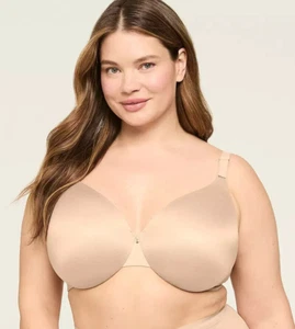 Reggiseno Cacique 46Dd marrone liscio leggermente foderato copertura completa ferretto chiusura schiena nuovo con etichette - Foto 1 di 7