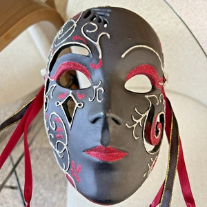 Katherine’s Collection Mardi Gras Mask • Retired Design • Black‑Red Halloween - Picture 1 of 11