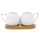 Favours Set 3 Pieces N.2 Mugs for Coffee Porcelain with Base Wood 1102004