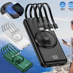 900000mAh Wireless Power Bank 4 Cables Portable External Battery Fast Charger - Picture 1 of 32