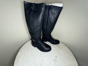 GBG Guess Los Angeles Women's 6 Buckle Zip Close Knee High Boots Black - Picture 1 of 12