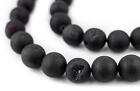 Black Round Druzy Agate Beads 12mm Gemstone 16 Inch Strand