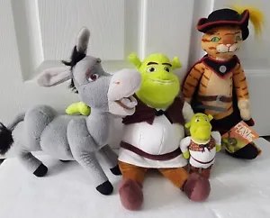 4 x SHREK - DONKEY - PUSS IN BOOTS PLUSH BUNDLE soft toy DREAMWORKS stuffed toys - Picture 1 of 18