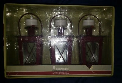 Paquete de 3 linternas de verano iluminaciones con tealights votivos sin llama  Foto 1 de 4