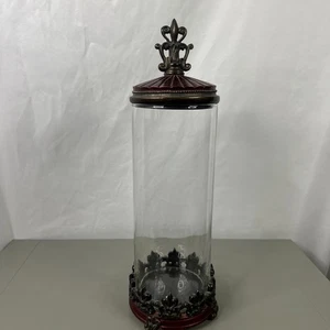 "Tarro y tapa decorativos de vidrio y resina en el hogar de 18"" de alto" - Imagen 1 de 5