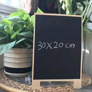Small Rustic Black Wooden Table Chalk Memo Menu Sign Board Blackboard Stand - Picture 1 of 6