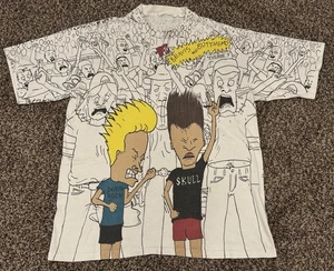 Vintage 1993 Beavis & Butthead AOP T-Shirt S/M Stanley DeSantis MTV Promo Tee - Picture 1 of 17