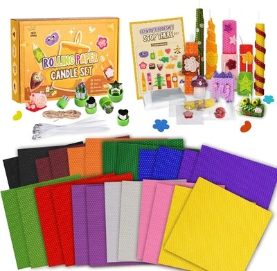 BUZZOXEREX Bienenwachsplatten für Kerzen, 24 Stück Farbenfrohe Wachsplatten für Kerzen(20 x