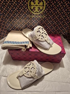 TORY BURCH MILLER PATENT LEATHER SANDALS IN NEW IVORY;SZ 9;BNIB;$298 - Picture 1 of 23