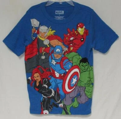 Camiseta azul S/S gráfica Capitán América y otros niños Marvel talla 7 Foto 1 de 4