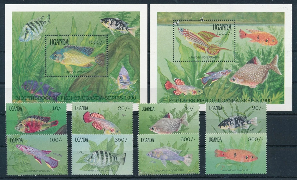 [110660] Uganda 1991 Marine life fish with 2 souvenir sheets MNH - Image 1 of 1