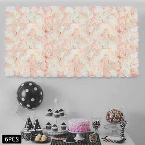 6 Pcs Artificial Silk Flower Wall Panel Floral Backdrop Party Wedding Decoration - Picture 1 of 9