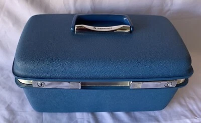 Vtg Blue Samsonite Saturn II Makeup Train Case Carry On Luggage Very Good Cond. - Image 1 of 4