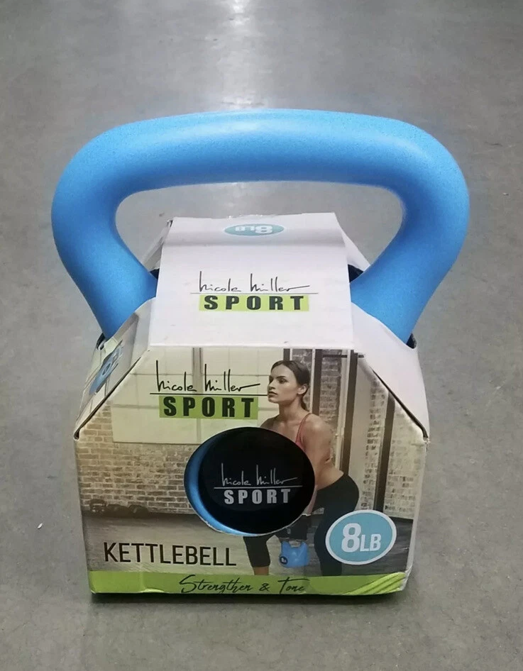 Kettlebell de vinilo Nicole Miller 8 lb azul deportivo fitness gimnasio en casa peso de mano 8 lb Foto 1 de 1