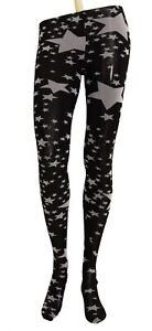 Dolce&Gabbana Women Black White Stockings Nylon Stars Print Tights Stretch Sz M