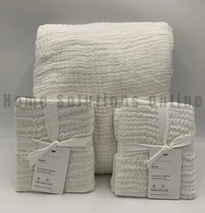 Pottery Barn Cloud Cotton Full Queen Duvet Cover 2 Euro Shams White #F55P - Picture 1 of 4