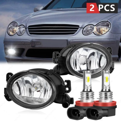 Pair LED Fog Light Lamp w/ Bulbs For Mercedes Benz W211 E320 E350 E550 2007-2009 - Image 1 of 4