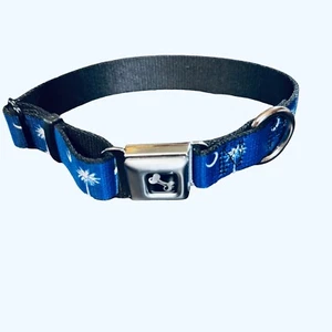Collar de perro con hebilla de cinturón de seguridad de hueso Carolina del Sur palmera azul luna mediano - Imagen 1 de 11