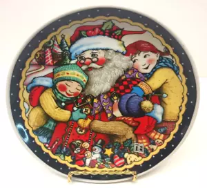 LINDO DE COLECCIÓN Mary Engelbreit Abrazos y Deseos Santa Claus Navidad 7" Plato de Vacaciones - Imagen 1 de 8