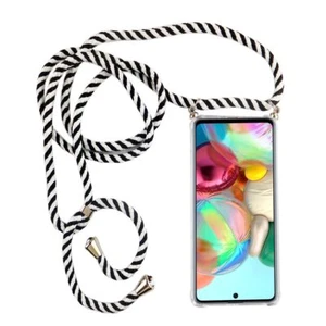 Łańcuszek na telefon komórkowy do Samsung Galaxy A71 z paskiem etui do zawieszenia sznurek czarny nowy - Zdjęcie 1 z 4
