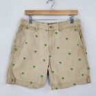 J Crew Shorts Womens 8 Tan Khaki Palm Tree Embroidered Chino Flat Front Casual