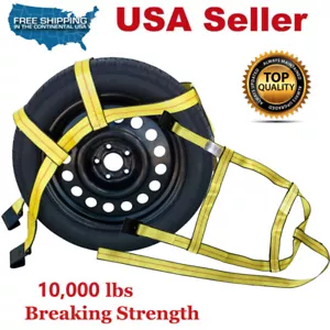 TWO (2x) DEMCO Car Basket Straps Adjustable Tow Dolly Wheel Net Tire Flat Hook - Picture 1 of 10