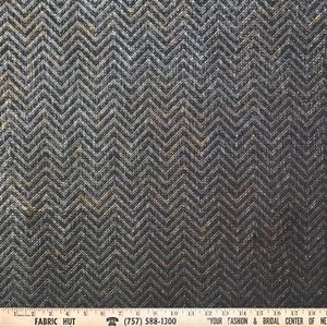 Liverpool Knit Chevron Print Gold/Black Metallic 58" Fabric by the Yard - Picture 1 of 1