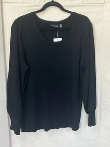 Nina Leonard Balloon Sleeve Pullover Sweater Black New With Tags 1X - Bild 1 von 8
