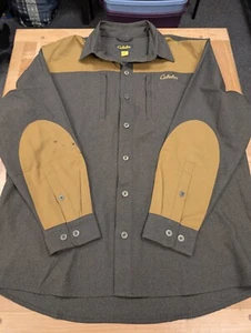 Cabela's Hunting Shirt Men's XL Gray Beluga w/ Gold Overlay STAINED - Picture 1 of 6