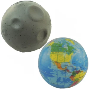 Earth Globe & Moon Squeeze Toy Stress Ball Set of 2 - Picture 1 of 10