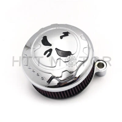 Kit de filtro de aire Skull para Harley 2008-2017 Road King FLHR Road Glide FLTRX cromado Foto 1 de 4