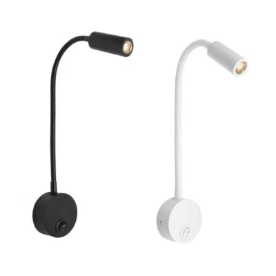 Lámpara de pared LED de cuello de cisne de 3W accesorio botón de luz de imagen foco de lectura de hotel Foto 1 de 4