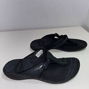 Merrell Pansy Black Women Suede Bungee Thong Flip Flop Sandal 8 - Picture 1 of 10