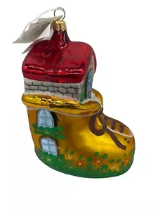 Christopher Radko Shoe Boot House 1995 Glass Ornament Radko Label Old Lady 6" - Picture 1 of 12