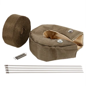 T4 Titanium Turbo Heat Shield Blanket Cover W/ 2" 50FT Exhaust Header Wrap Tape - Picture 1 of 6