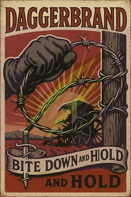 Póster de alambre de púas Daggerbrand vintage con impresión de granja - "Bite Down and Hold" 8x12 pulgadas Foto 1 de 2