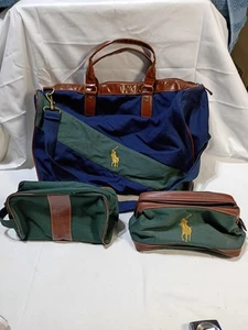 POLO RALPH LAUREN DUFFLE BAG BLAU GRÜN BRAUN mit MAKE-UP & BADTASCHEN - Bild 1 von 14