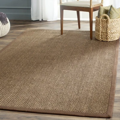 Area Rug 6x9 - Natural Fiber Collection - Brown, Sisal, Woven Design with Bor... - Image 1 of 3