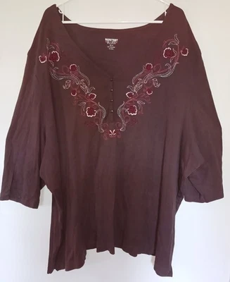 Nuevo sin etiquetas Top Pullover Para Mujer Talla 5X Mainstreet Azul Marrón Foto 1 de 4