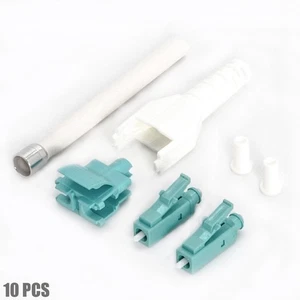10 Pcs LC/UPC Duplex Multi-Mode Fiber Optic Optical Connector OM3 Aqua/White - Picture 1 of 1