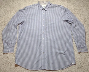 Lacoste Button Up Shirt Mens 2XLT Blue Striped Long Sleeve Preppy Casual - Picture 1 of 10